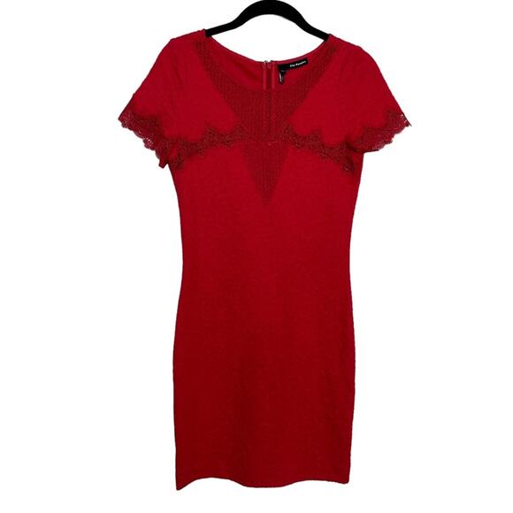 The Kooples Mini Dress size XS Cherry Red Lace Front Textured - Picture 7 of 11
